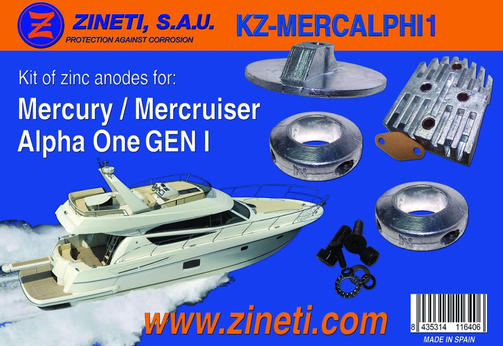 Kit Anodos Cola Mercury/Mercruiser Alpha One Gen I