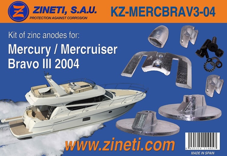 Kit Anodos Cola Mercury/Mercruiser Bravo III